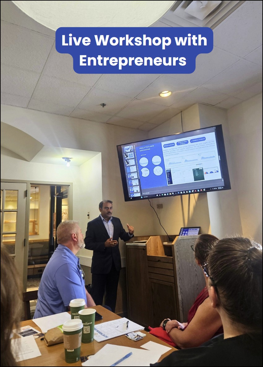 My Digital Dynamo founder leading a hands-on analytics and growth workshop with local entrepreneurs
